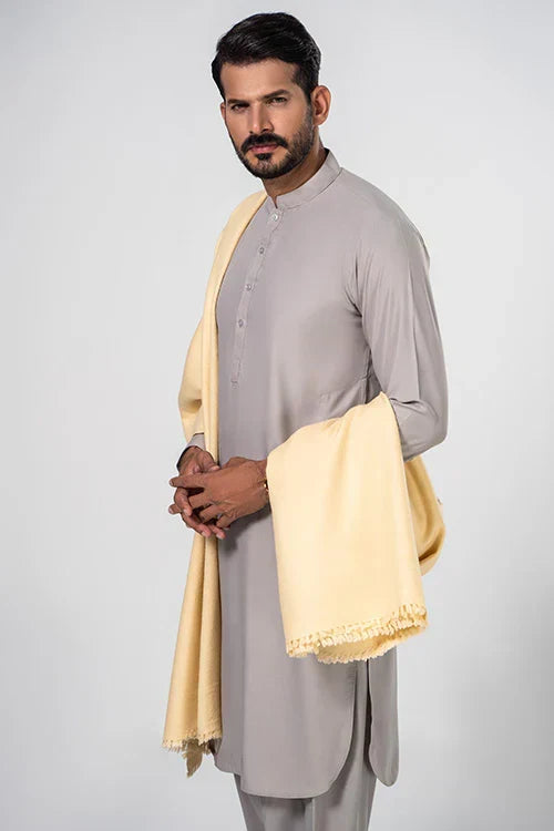 Men's Winter Wool Shawl - Cream