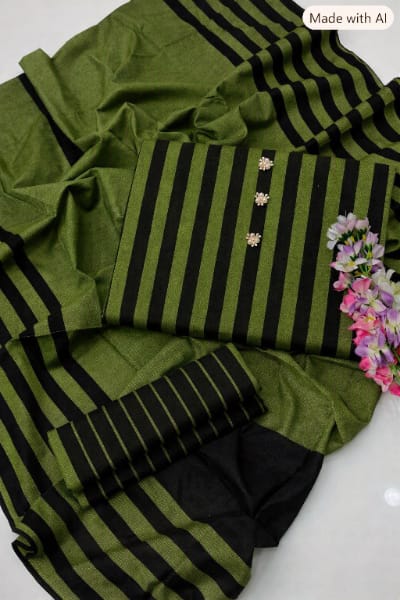 3PC Dress Multani Khaadi Sussi - CASUAL GREEN LINING