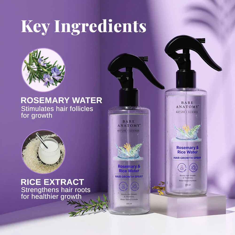Rosemary & Rice Water Spray For Natural Hair Growth & Hair Thickness