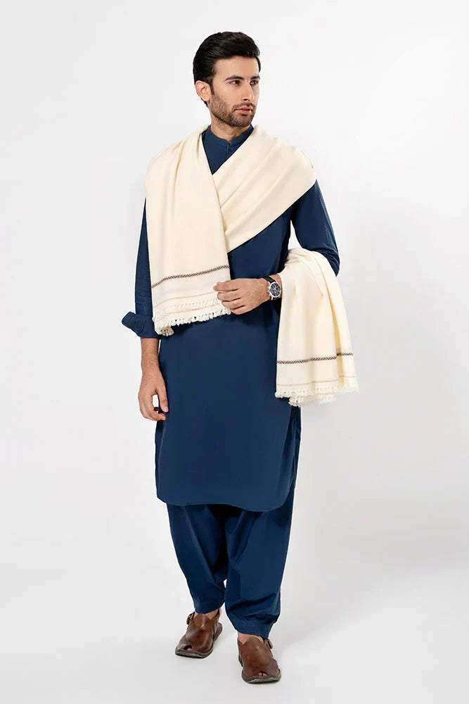 Men's Winter Wool Shawl - White