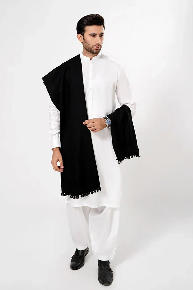 Men's Winter Wool Shawl - Black