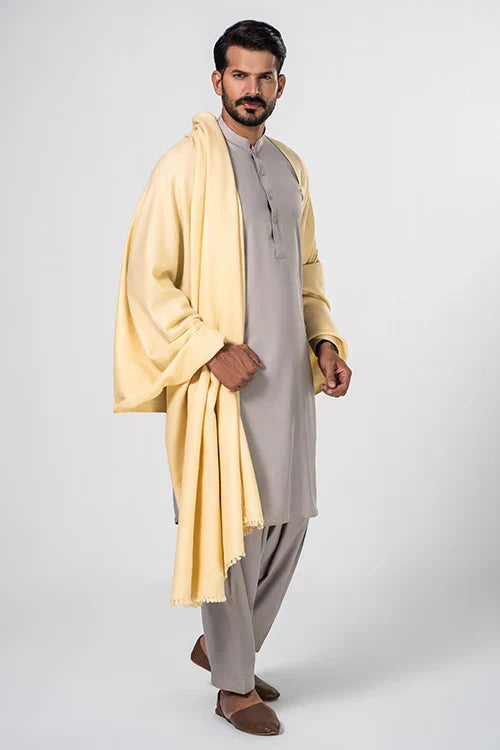 Men's Winter Wool Shawl - Cream