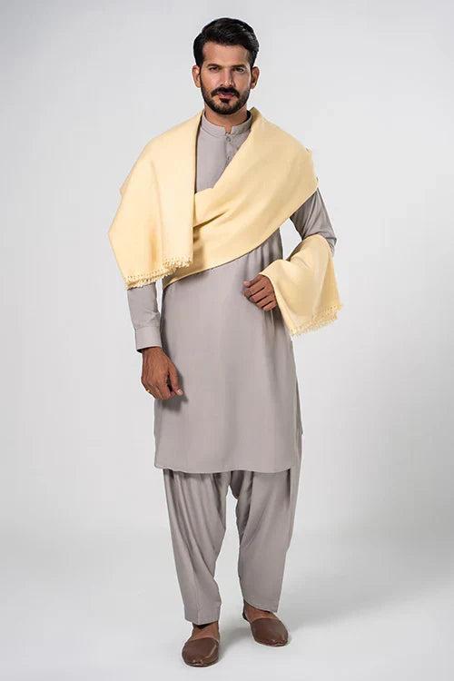 Men's Winter Wool Shawl - Cream