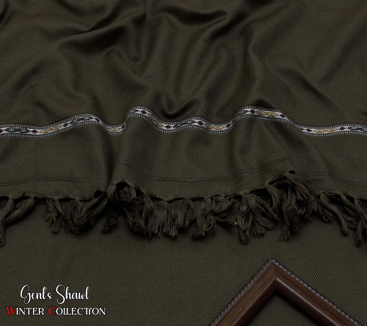 Men's Winter Wool Shawl-olive 805