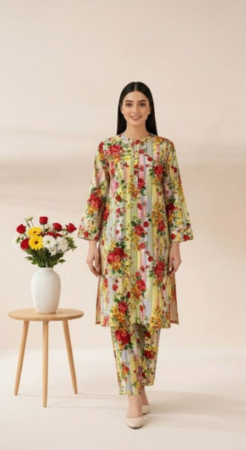 2pc Polo Cotton Unsititched suit -962