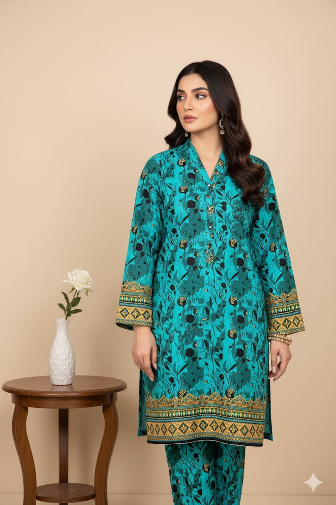 2pc Polo Cotton Unsititched suit -930