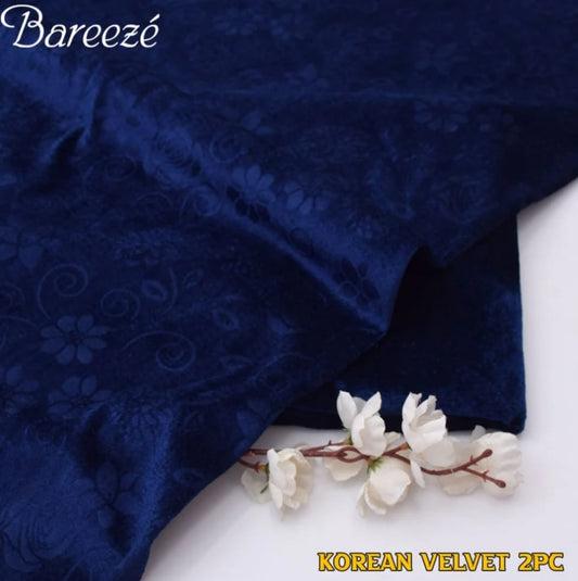Korean Velvet 2PC-Navy Blue